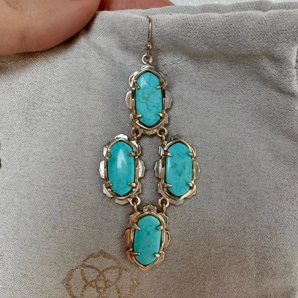 Kendra Scott Turquoise and Gold Tiered Earrings - Picture 2 of 2